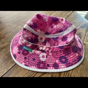 Sunday Afternoons kids size large sun hat pink and purple flowers